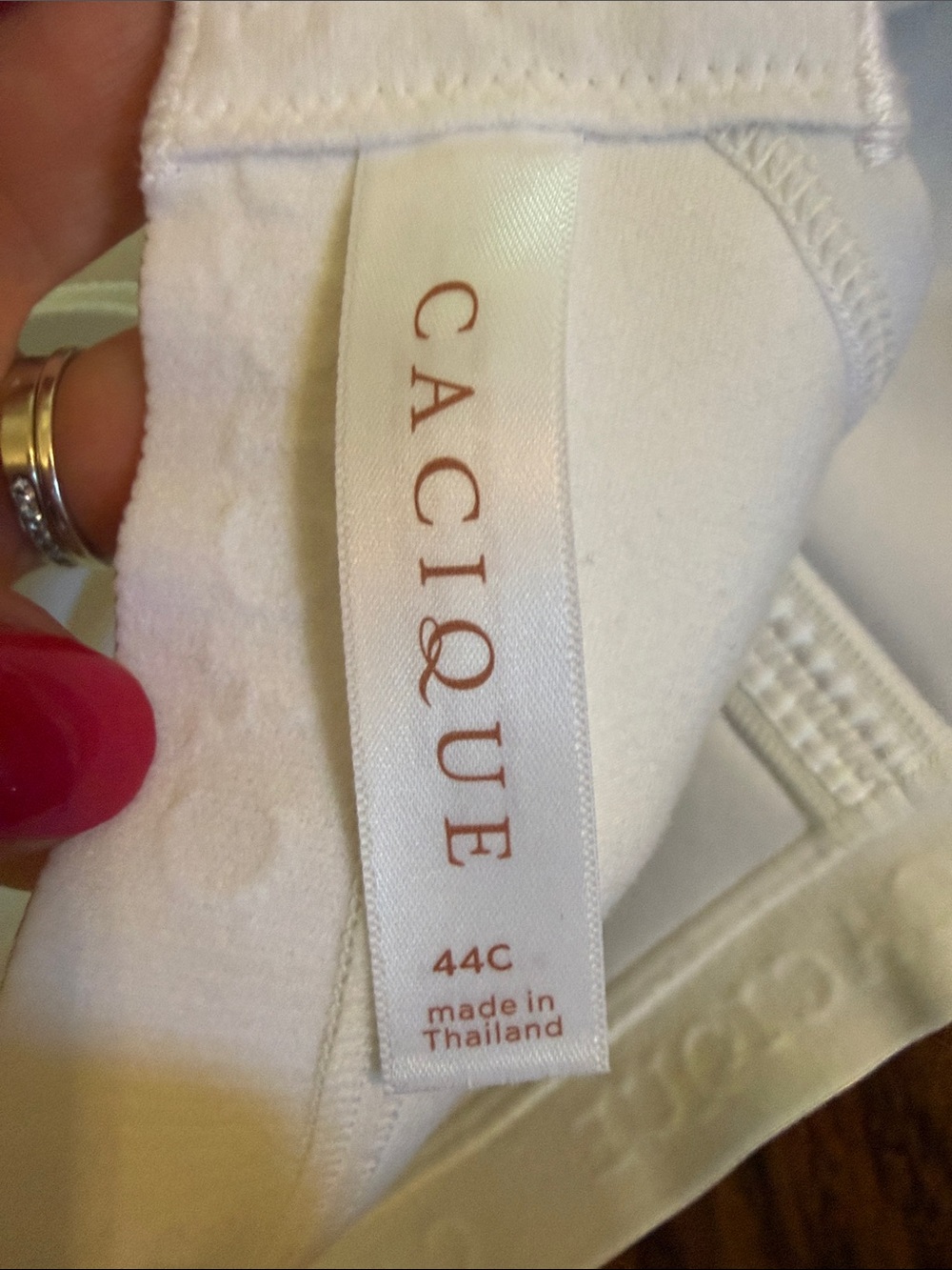 Cacique White Lightly Lined No-Wire Smooth Cup Bra, size 44C - Picture 5 of 6